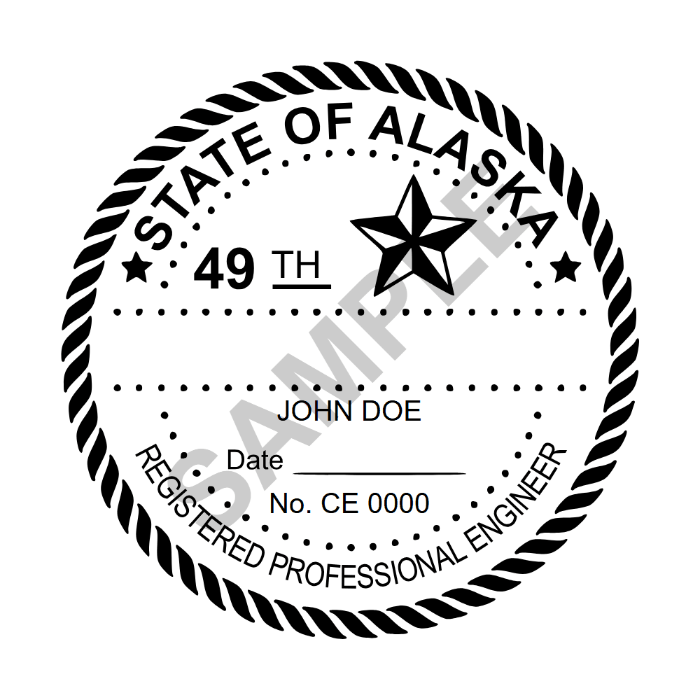 Alaska PE seal example — an approved Alaska Engineer seal design, shown as a watermarked sample