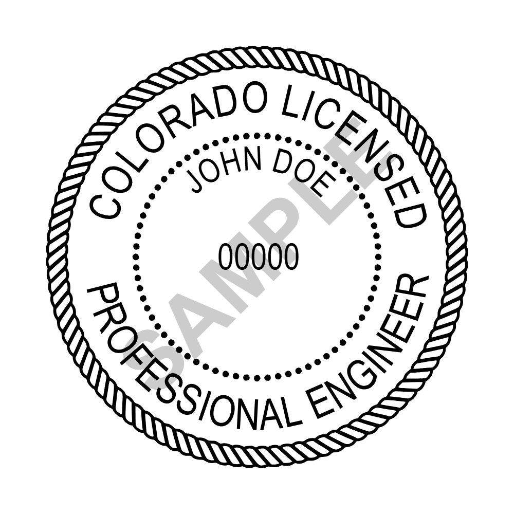 Colorado PE seal example — an approved Colorado Engineer seal design, shown as a watermarked sample