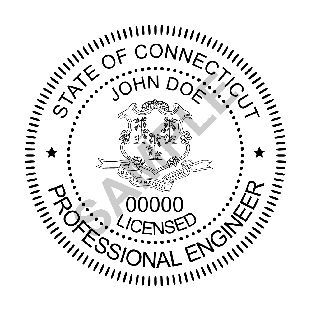 Connecticut PE seal example — an approved Connecticut Engineer seal design, shown as a watermarked sample