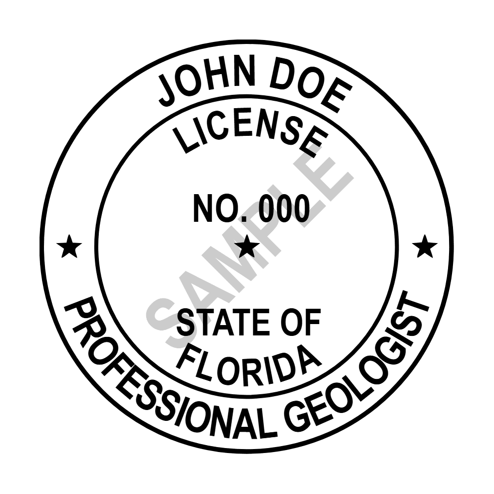 An approved Florida Geologist seal design, shown as a watermarked example