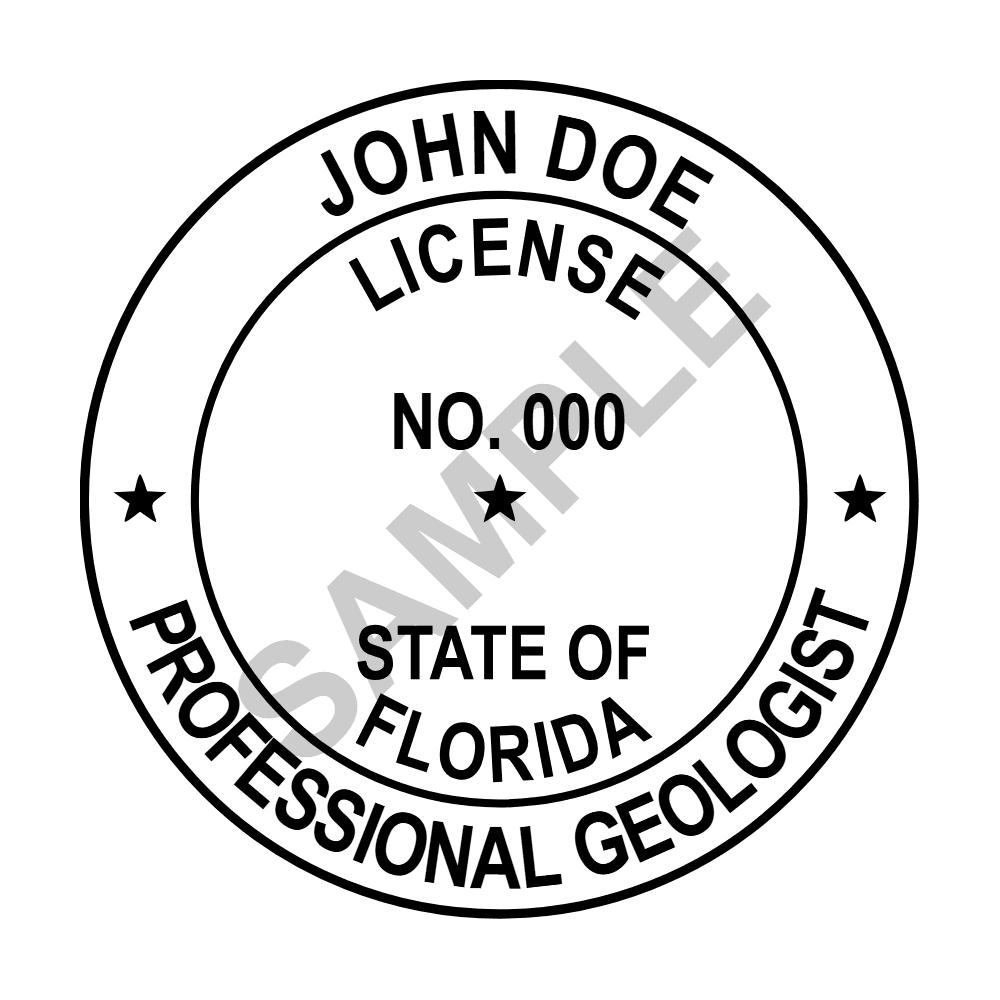 An approved Florida Geologist seal design, shown as a watermarked example