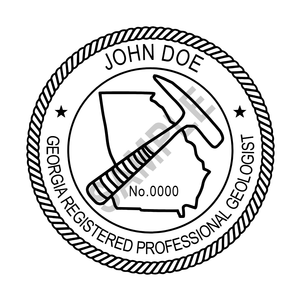An approved Georgia Geologist seal design, shown as a watermarked example