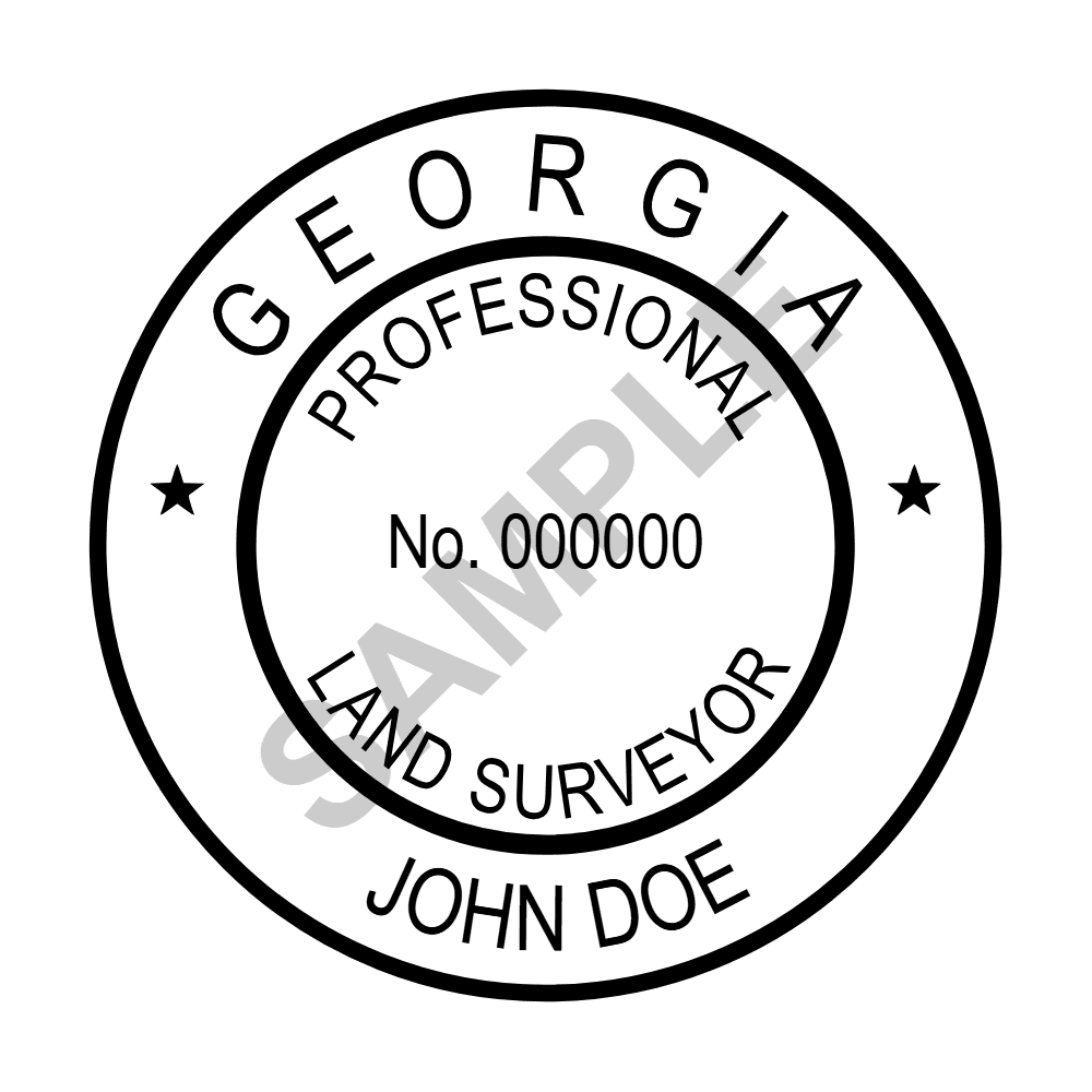 An approved Georgia Land Surveyor seal design, shown as a watermarked example