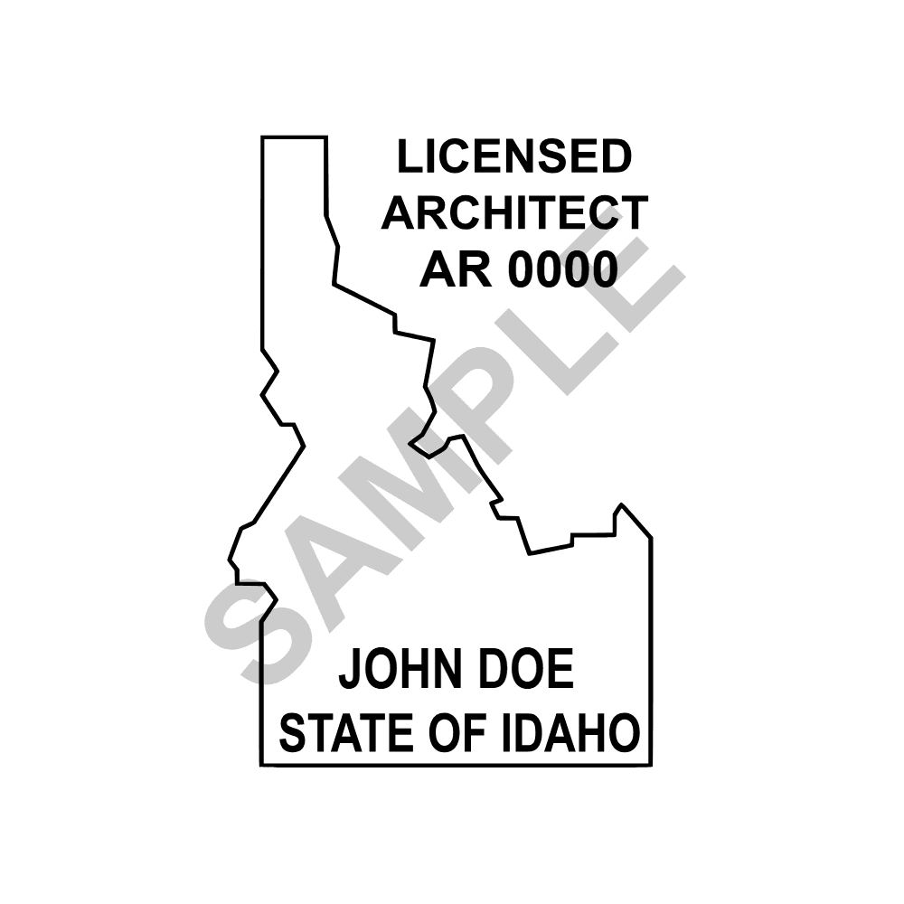 An approved Idaho Architect seal design, shown as a watermarked example