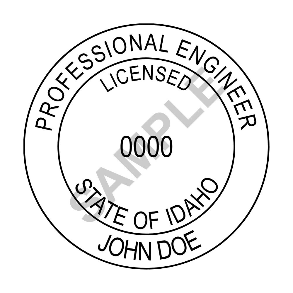 Idaho PE seal example — an approved Idaho Engineer seal design, shown as a watermarked sample