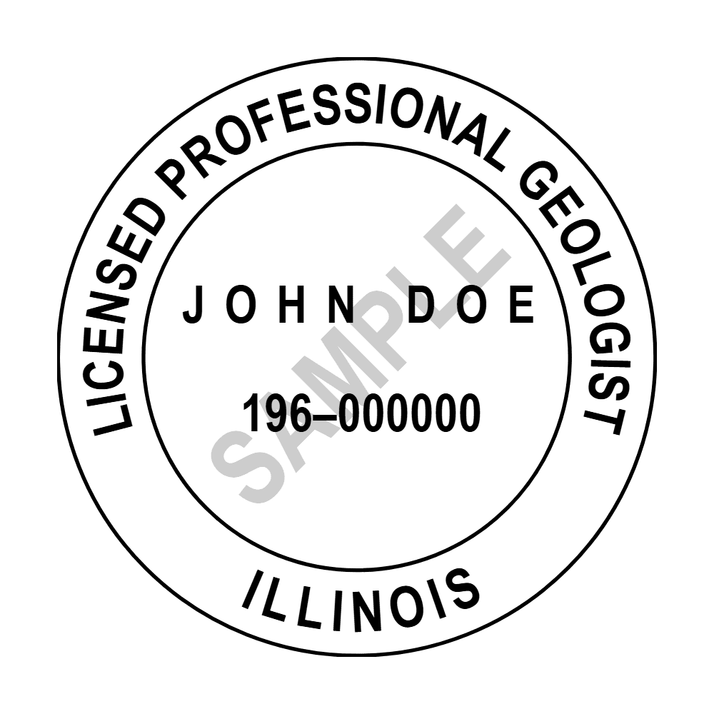 An approved Illinois Geologist seal design, shown as a watermarked example