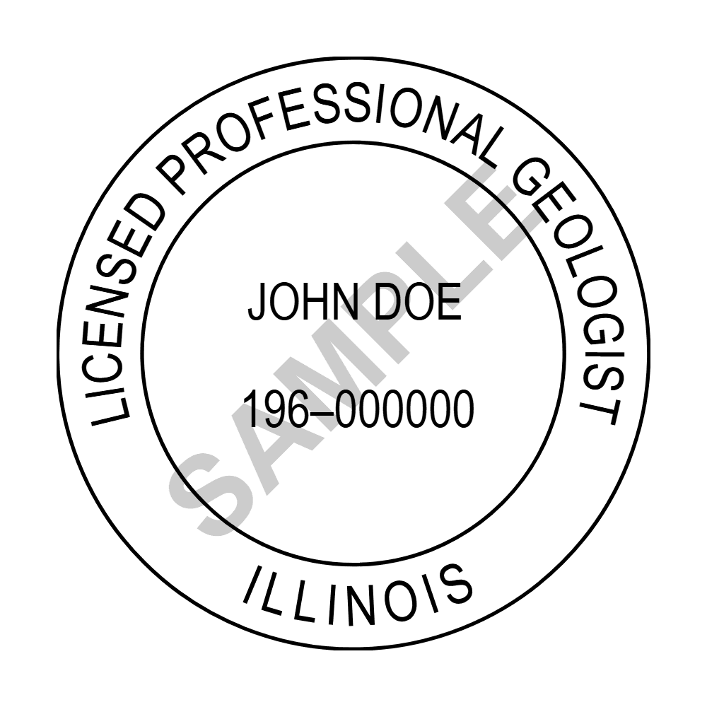 An approved Illinois Geologist seal design, shown as a watermarked example