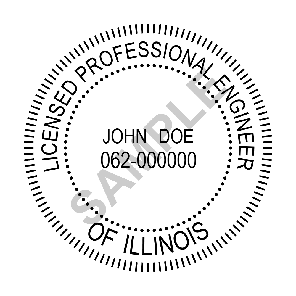 Illinois PE seal example — an approved Illinois Engineer seal design, shown as a watermarked sample