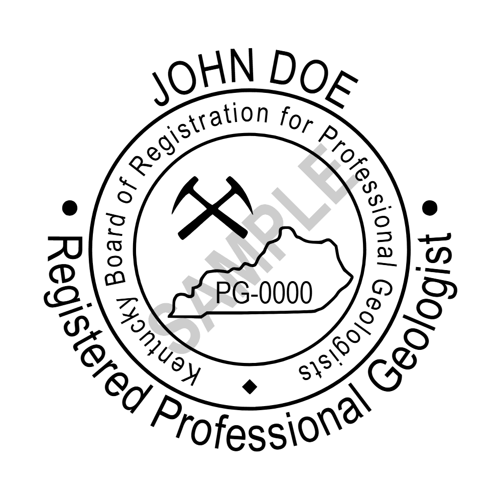 An approved Kentucky Geologist seal design, shown as a watermarked example