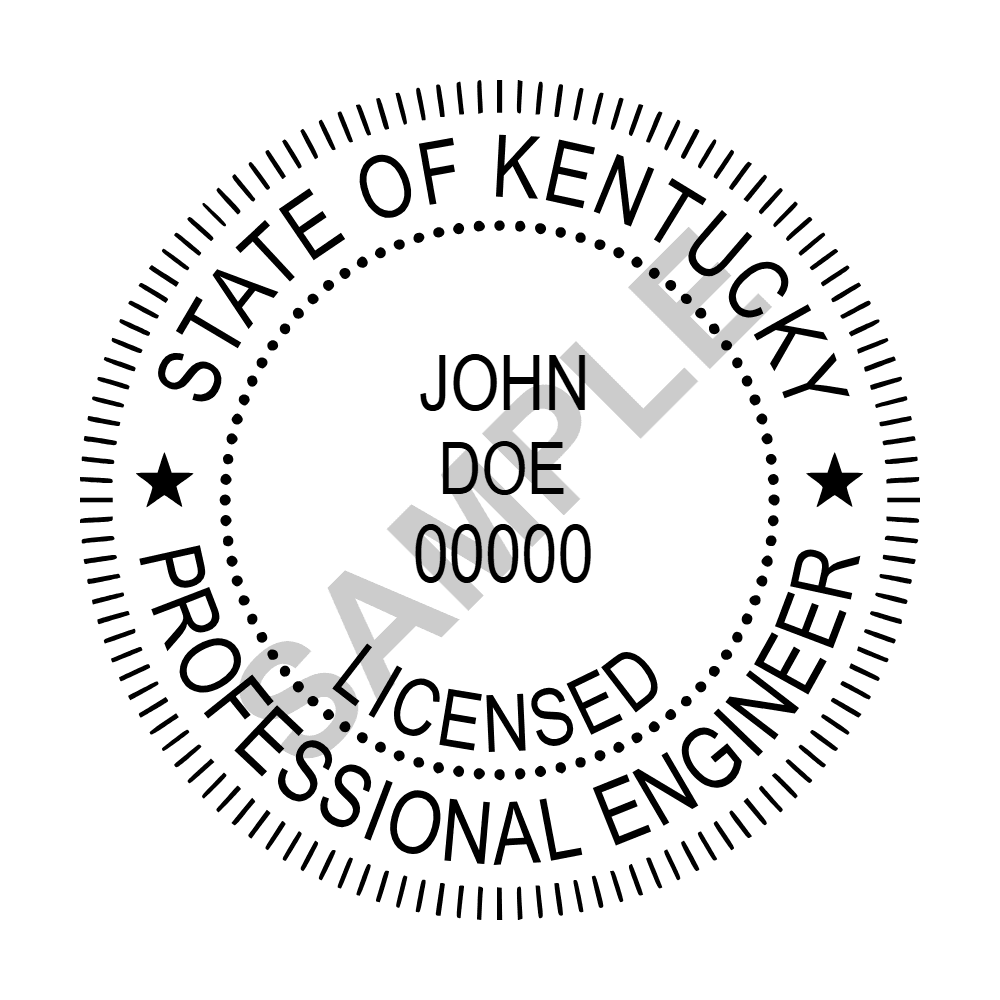 Kentucky PE seal example — an approved Kentucky Engineer seal design, shown as a watermarked sample