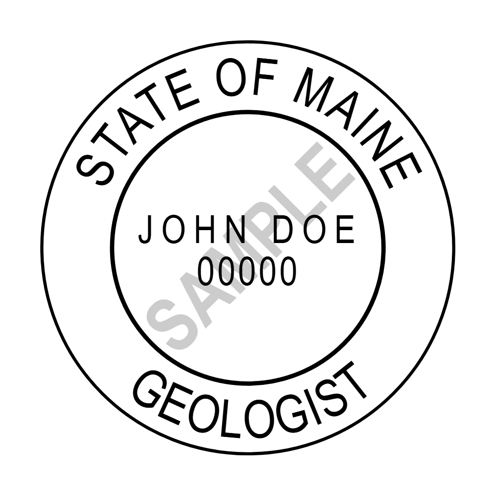 An approved Maine Geologist seal design, shown as a watermarked example