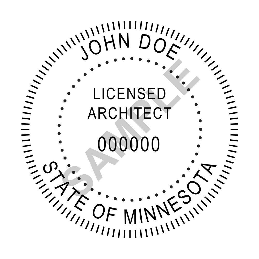 An approved Minnesota Architect seal design, shown as a watermarked example