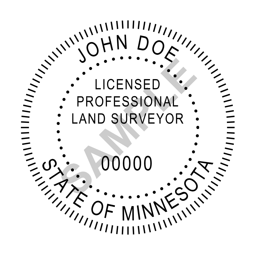 An approved Minnesota Land Surveyor seal design, shown as a watermarked example