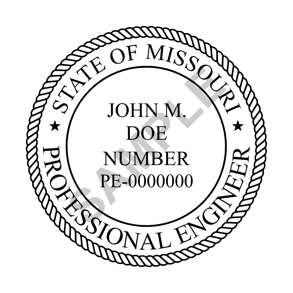 Missouri PE seal example — an approved Missouri Engineer seal design, shown as a watermarked sample