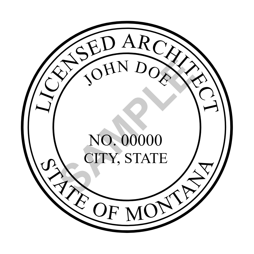 An approved Montana Architect seal design, shown as a watermarked example