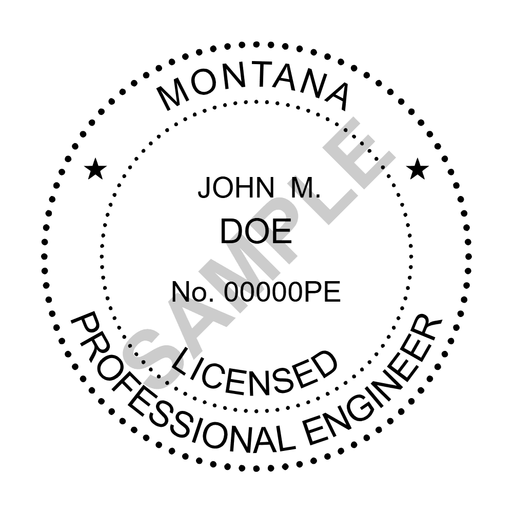Montana PE seal example — an approved Montana Engineer seal design, shown as a watermarked sample