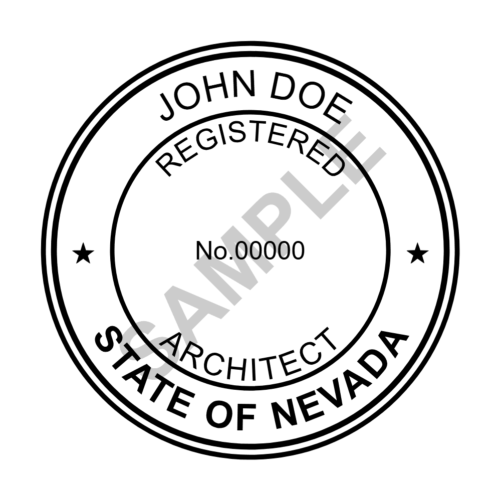 An approved Nevada Architect seal design, shown as a watermarked example