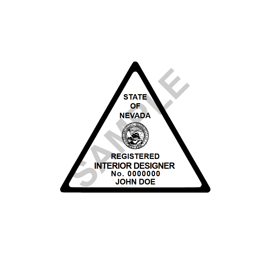 An approved Nevada Interior Designer seal design, shown as a watermarked example