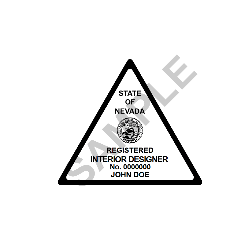 An approved Nevada Interior Designer seal design, shown as a watermarked example