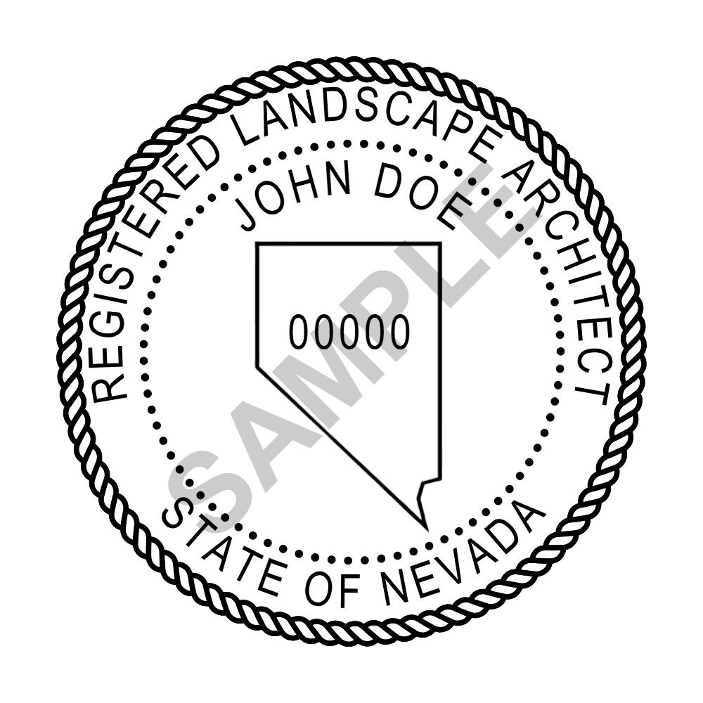 An approved Nevada Landscape Architect seal design, shown as a watermarked example