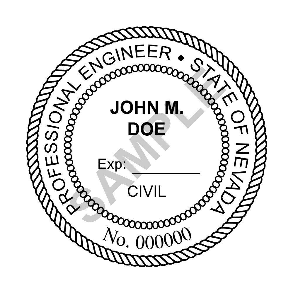 Nevada PE seal example — an approved Nevada Engineer seal design, shown as a watermarked sample