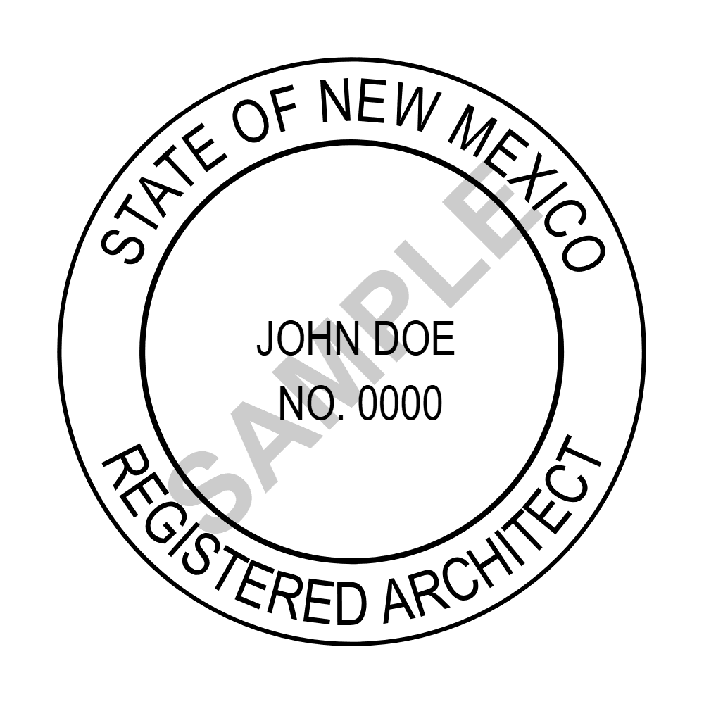 An approved New Mexico Architect seal design, shown as a watermarked example