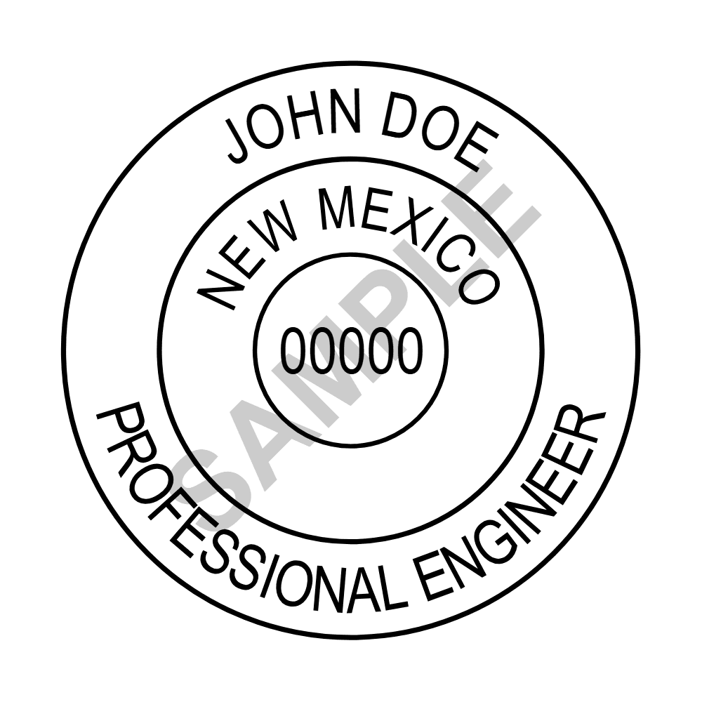 New Mexico PE seal example — an approved New Mexico Engineer seal design, shown as a watermarked sample