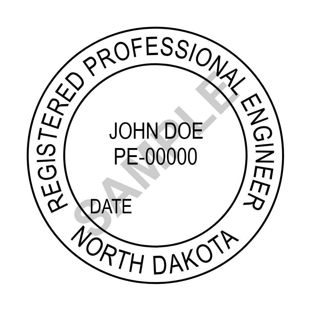 North Dakota PE seal example — an approved North Dakota Engineer seal design, shown as a watermarked sample