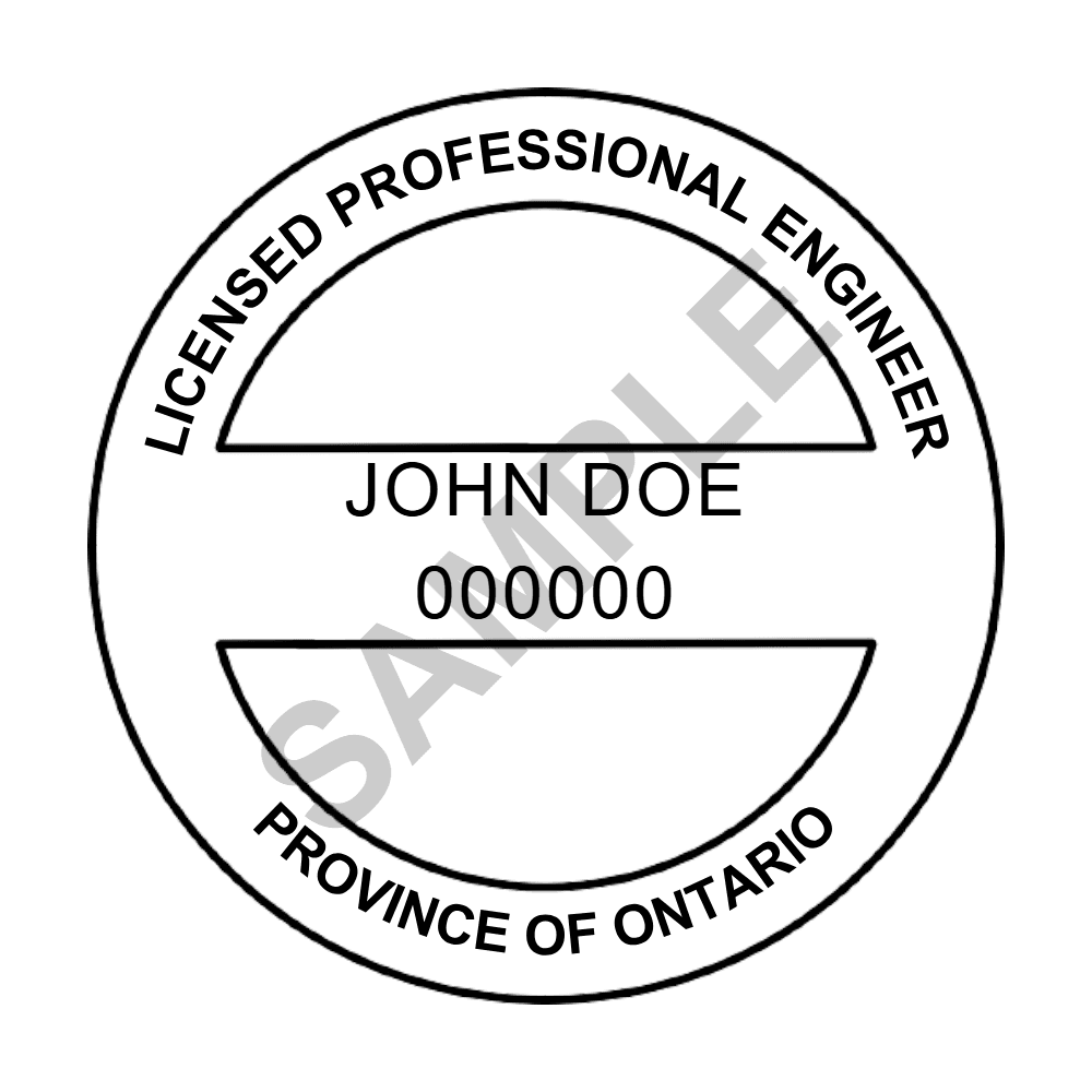 Ontario P.Eng. seal example — an approved Ontario Engineer seal design, shown as a watermarked sample