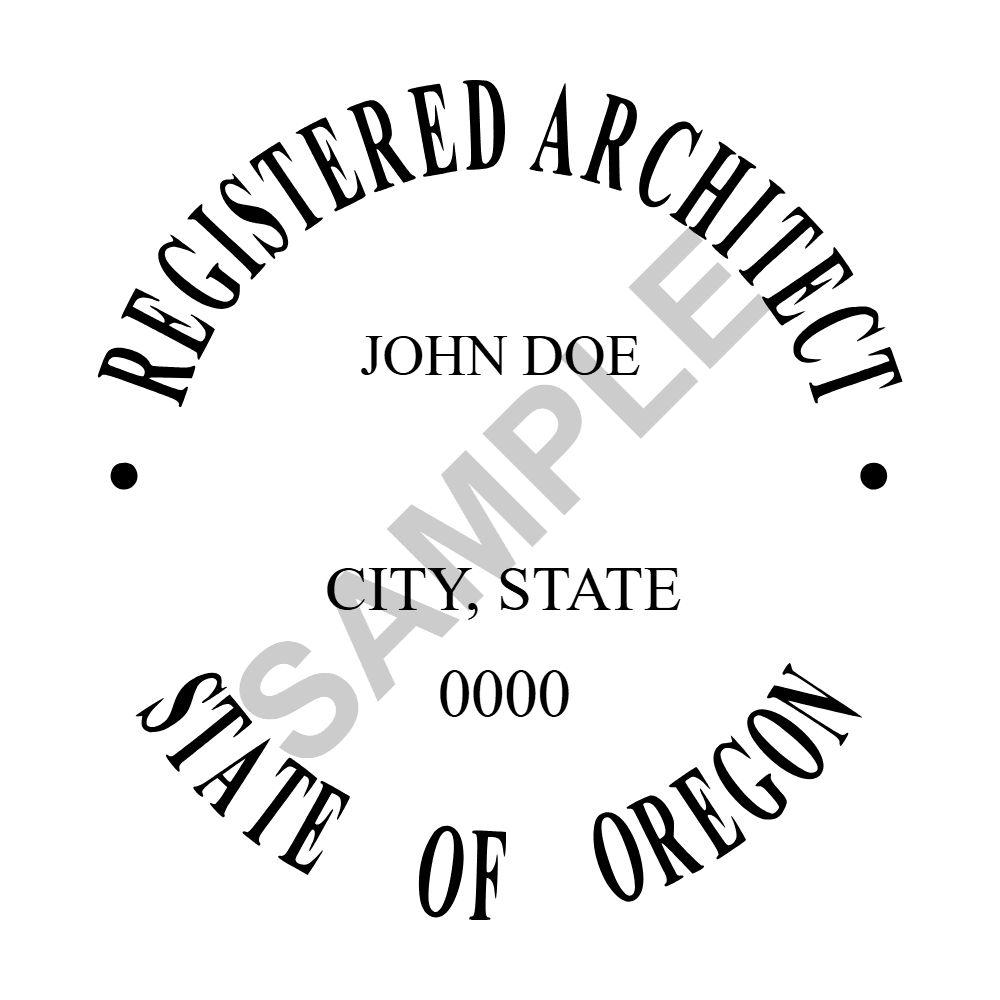 An approved Oregon Architect seal design, shown as a watermarked example