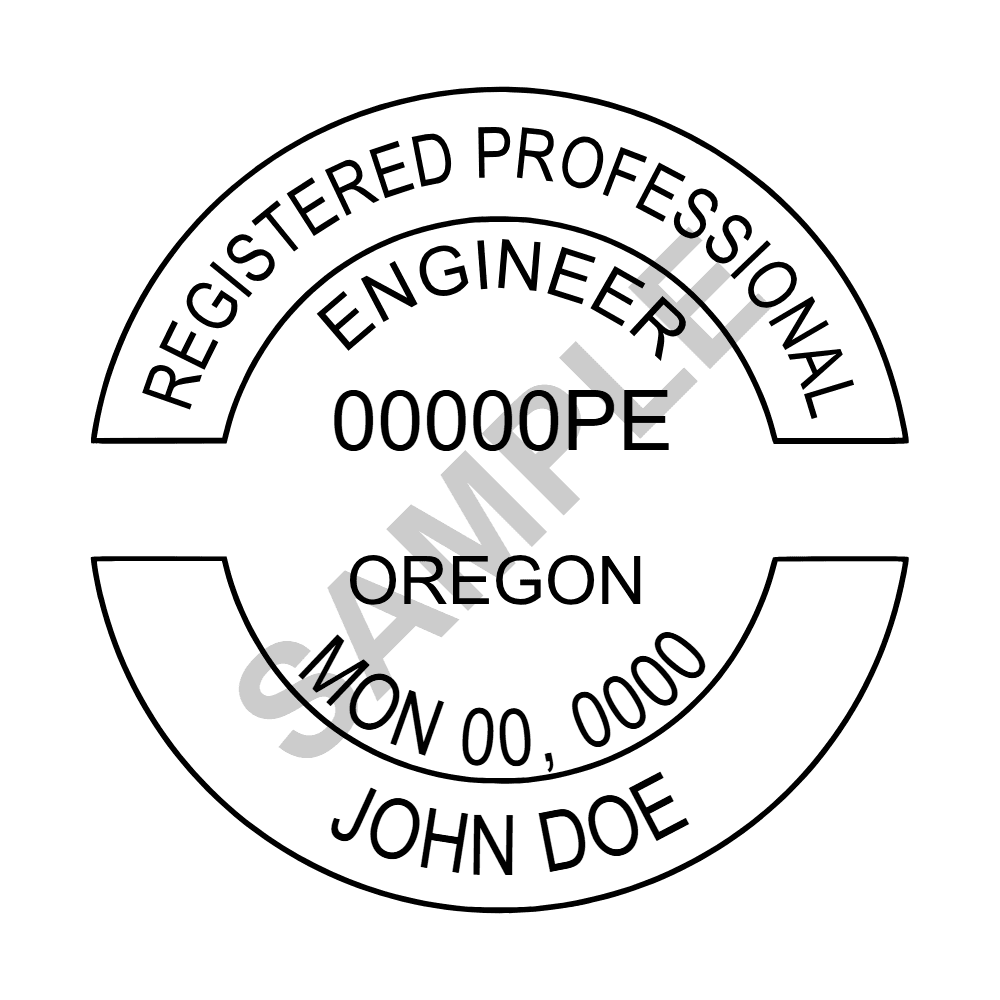 Oregon PE seal example — an approved Oregon Engineer seal design, shown as a watermarked sample