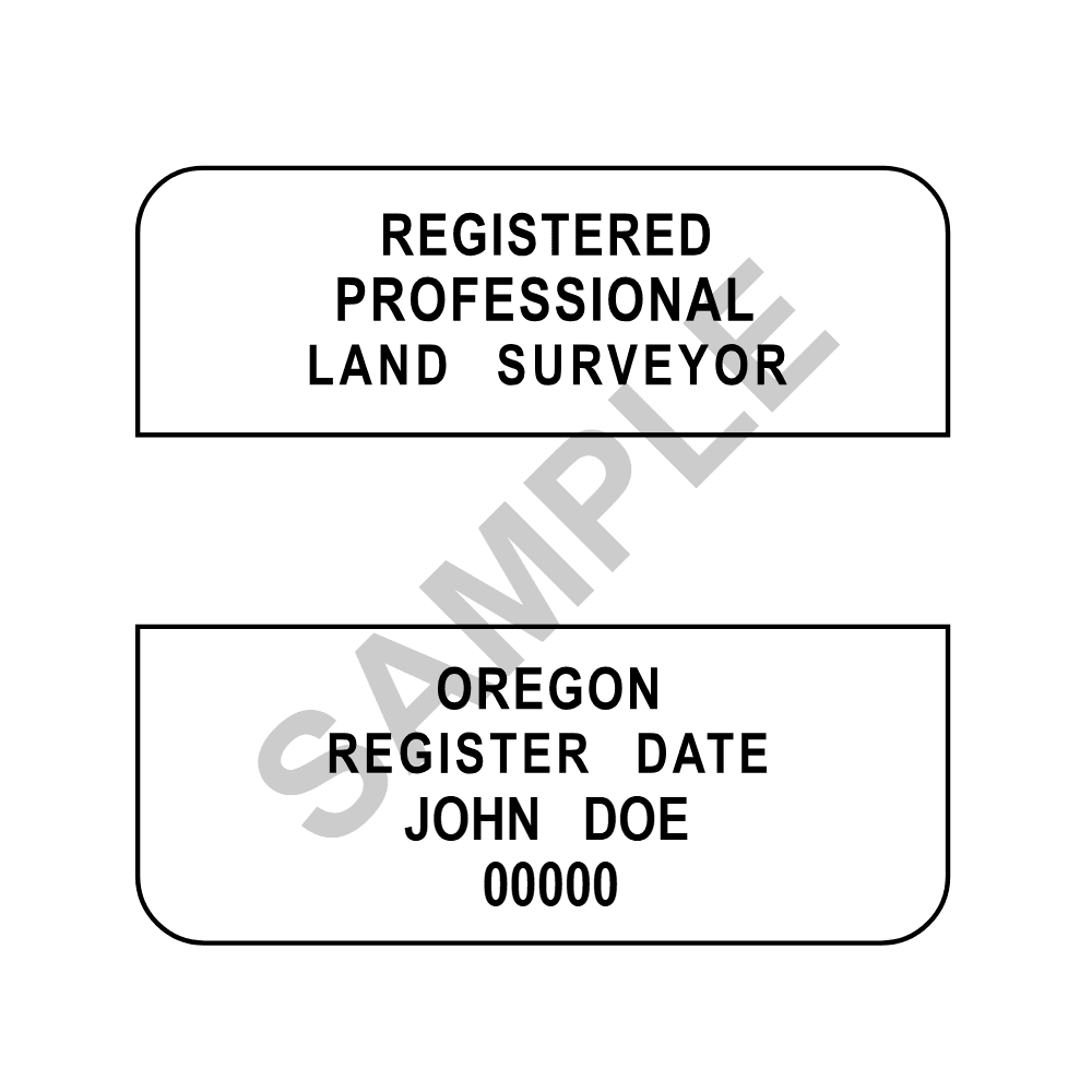 An approved Oregon Land Surveyor seal design, shown as a watermarked example