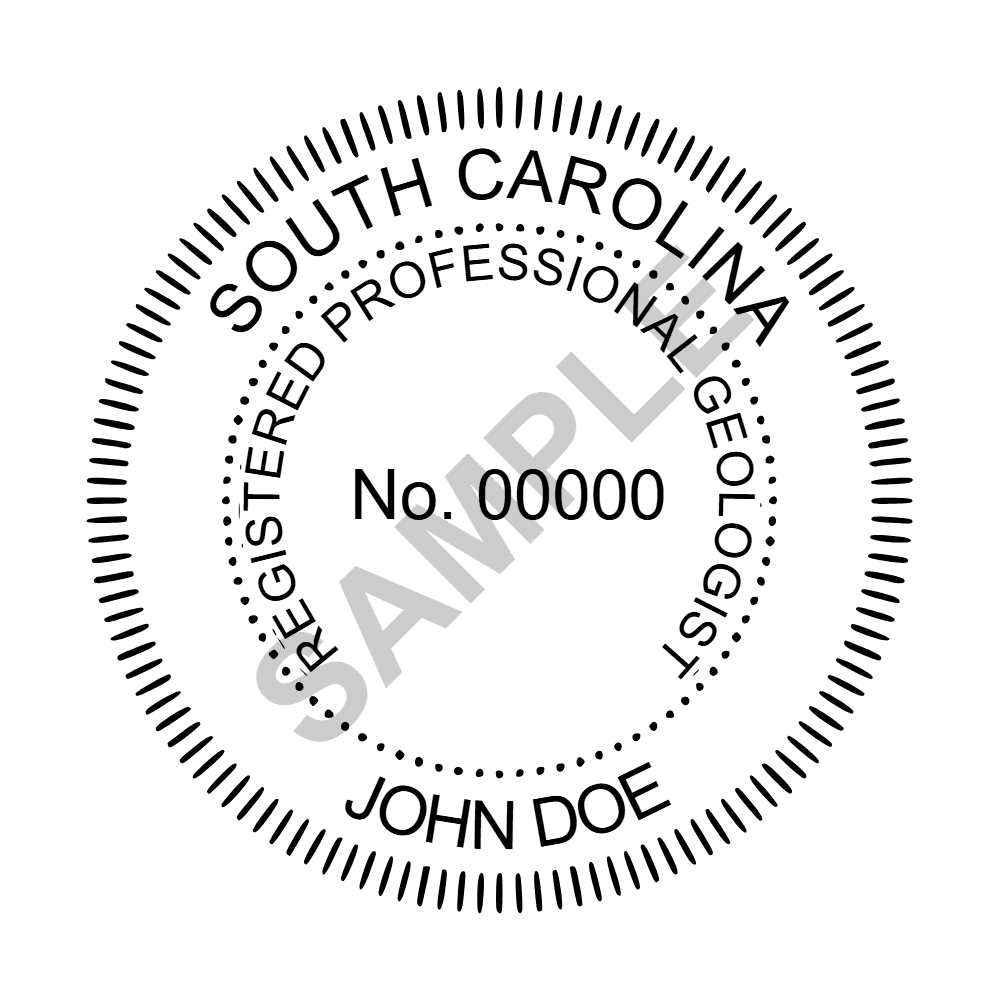 An approved South Carolina Geologist seal design, shown as a watermarked example
