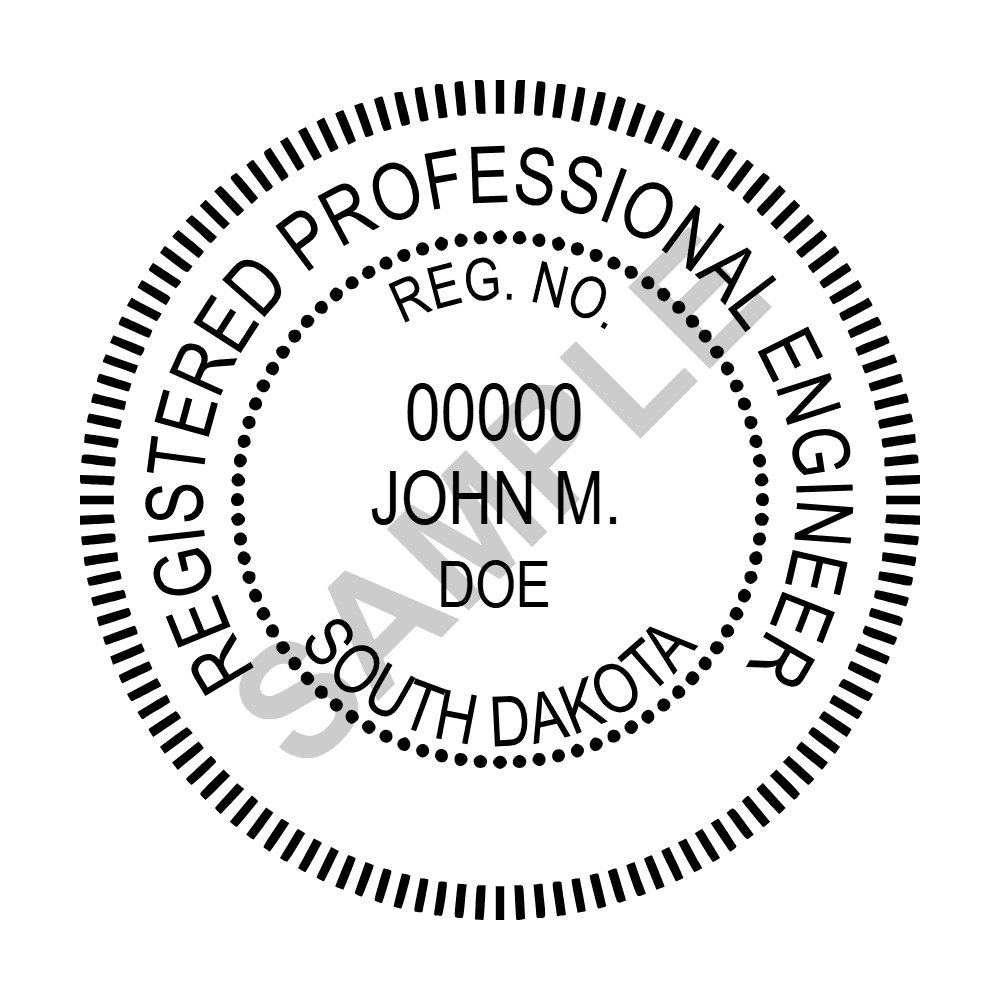 South Dakota PE seal example — an approved South Dakota Engineer seal design, shown as a watermarked sample