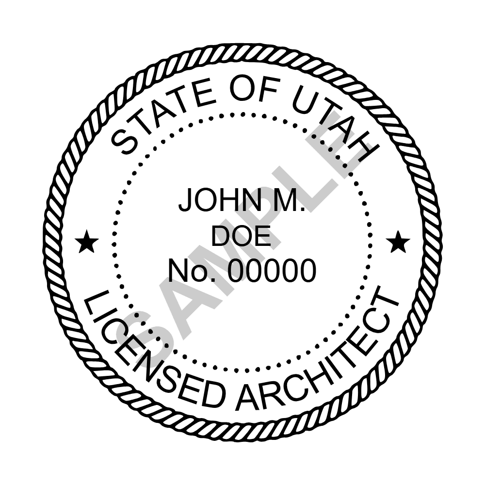 An approved Utah Architect seal design, shown as a watermarked example