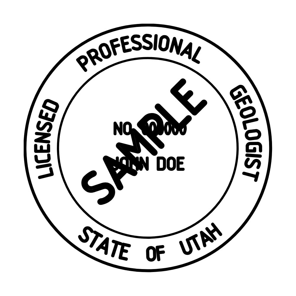 An approved Utah Geologist seal design, shown as a watermarked example