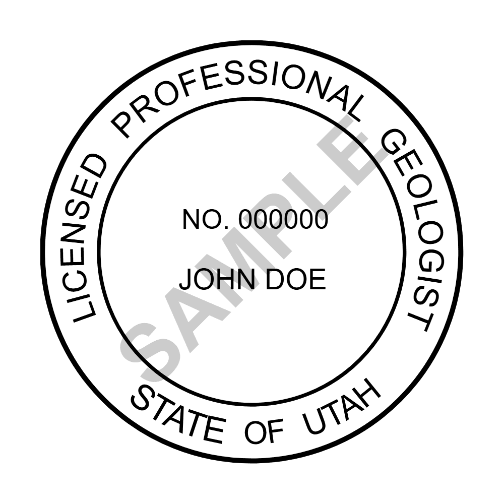 An approved Utah Geologist seal design, shown as a watermarked example