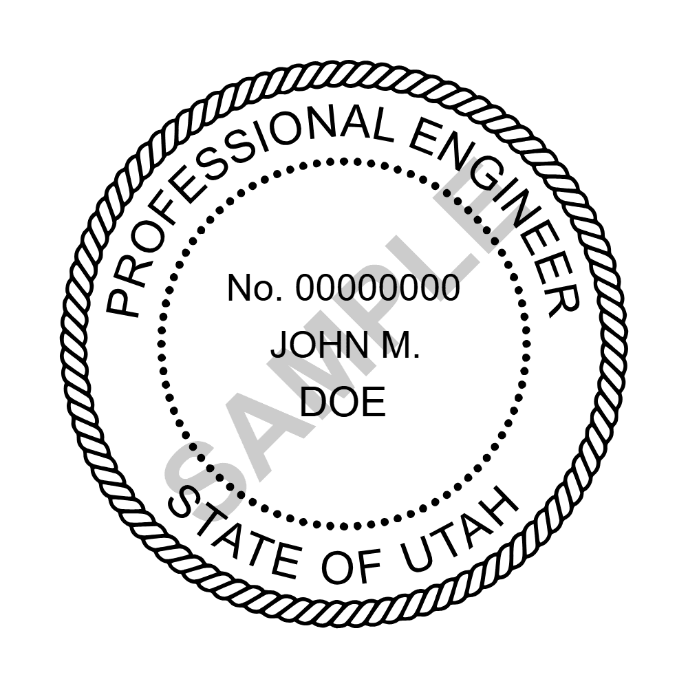 Utah PE seal example — an approved Utah Engineer seal design, shown as a watermarked sample