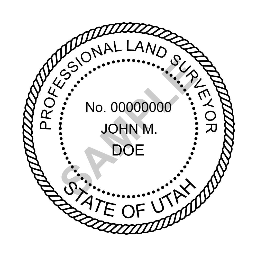 An approved Utah Land Surveyor seal design, shown as a watermarked example