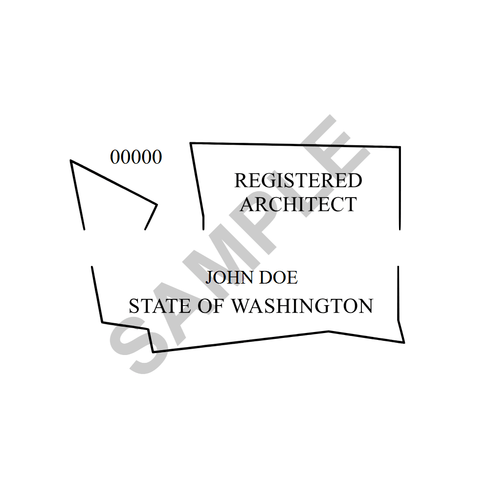 An approved Washington Architect seal design, shown as a watermarked example