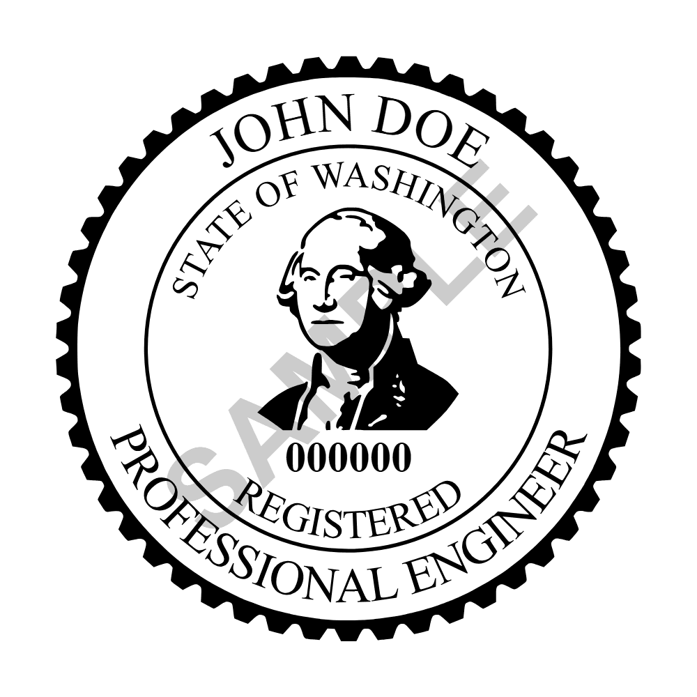 Washington PE seal example — an approved Washington Engineer seal design, shown as a watermarked sample