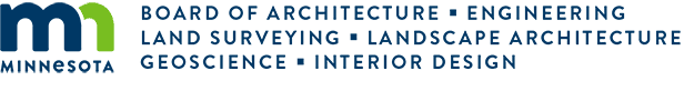 Minnesota Board of Architecture, Engineering, Land Surveying, Landscape Architecture, Geoscience and Interior Design Minnesota Board of Architecture, Engineering, Land Surveying, Landscape Architecture, Geoscience and Interior Design logo